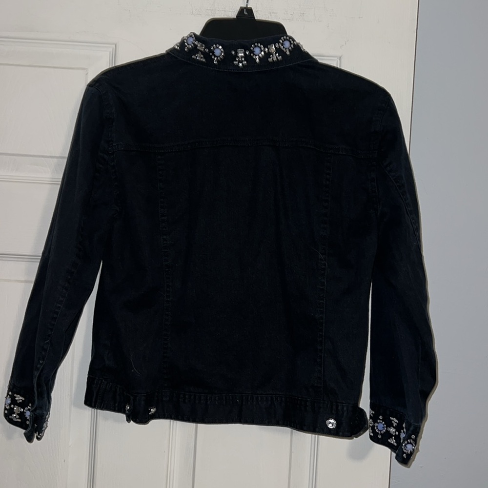 Ruby Rd Black Rhinestone Embellished Jean Jacket - Picture 5 of 13